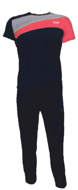 Форма спортивная CLIFF 193B серо-оранжевая (футболка + брюки)